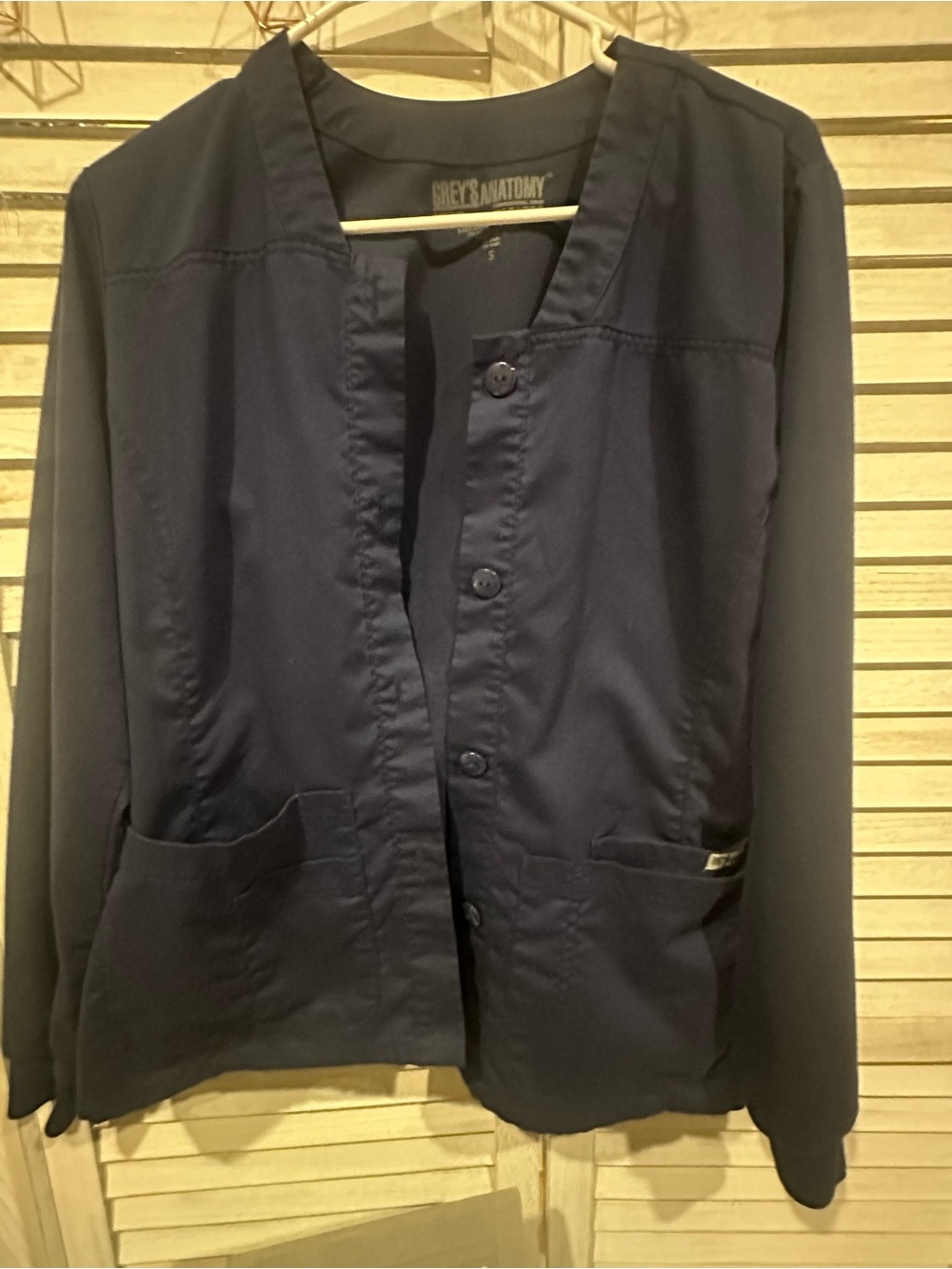 Grey's Anatomy Women's Navy Button-Up Scrub Jacket